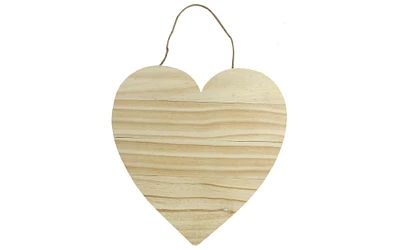 Wood Plaque Heart W/Jute Hanger 11.75" Nat