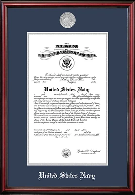 Patriot Frames Navy 10x14 Certificate Petite Frame with Silver Medallion
