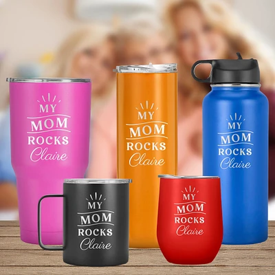 My Mom Rocks: Personalized Tumbler for a Strong and Caring Mother, Mother's day Birthday or Any Special Occasion Gift For Mom