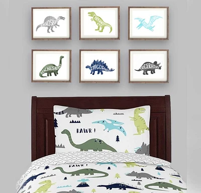 Set of Watercolor Dinosaur Art Prints for Boy Room or Nursery