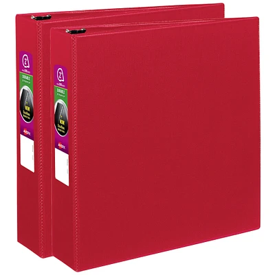 Avery Durable 3 Ring Binders, 2 Inch Slant Rings, 2 Red Binders (46015)