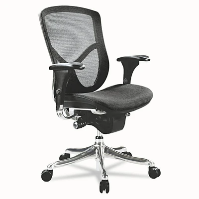 Alera EQ Series Ergonomic Multifunction Mid-Back Mesh Chair, Supports up to 250 lbs., Black Seat/Black Back