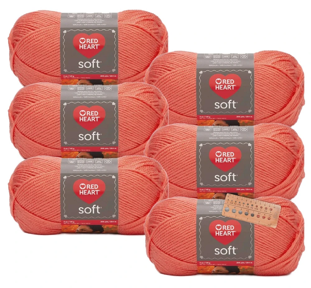 Red Heart Soft Yarn - 6 Balls - Matching Dye Lot