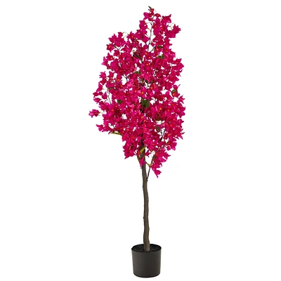Bougainvillea Artificial Tree 5’ Potted Silk Tree Faux Flower Tree Indoor Home Decor
