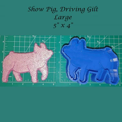 Show Pig Driving Gilt Silicone Freshie Mold