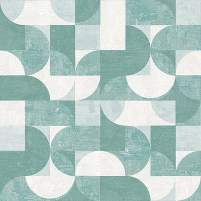 Tempaper & Co. Composed Shapes Peel and Stick Wallpaper, Marine Green, 28 sq. ft.