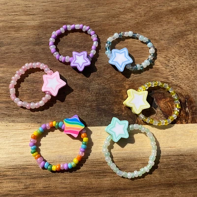 Star Beaded Rings | Polymer Clay Jewelry | Cute and Fun Rings | Gifts for Friends | Statement Pieces | Trendy Accessories