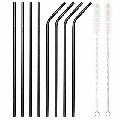 Kitcheniva 8PCS 10.5" Stainless Steel Ultra Long Metal Cocktail Straw And 2 Cleaner Brush