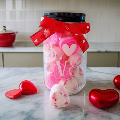 NEW Valentine's Heart Soy Wax Melts in a 16 Ounce Mason Jar | Love Design | Valentine's Day Gifts | Wax Melts