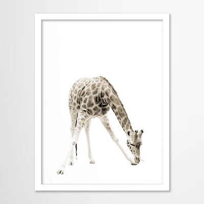 Beige Giraffe  by Wall + Wonder  Framed Print - Americanflat