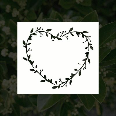 Heart Shaped Laurel Wreath Reusable Stencil (Many Sizes)
