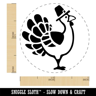 Cartoon Thanksgiving Turkey with Pilgrim Hat Self-Inking Rubber Stamp Ink Stamper for Stamping Crafting Planners