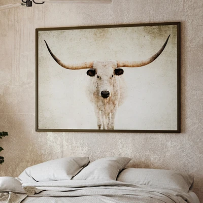 Longhorn wall art, cow photo canvas, Texas longhorn canvas, cow canvas print, large rustic western art for over the couch, cow wall art