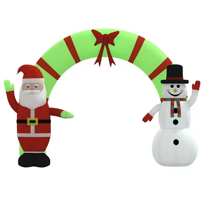 106.3" Christmas Inflatable Santa & Snowman Arch Gate with LED Lights