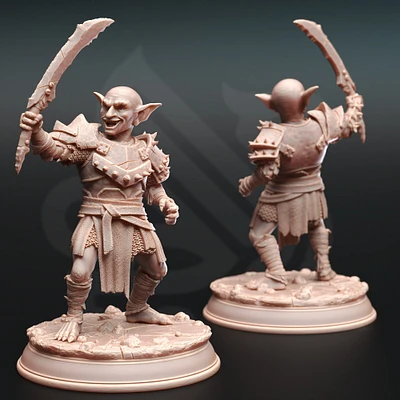 Goblin with sword from DM Stash's Adventure Calls set. Total height apx. 94mm. Unpainted resin model