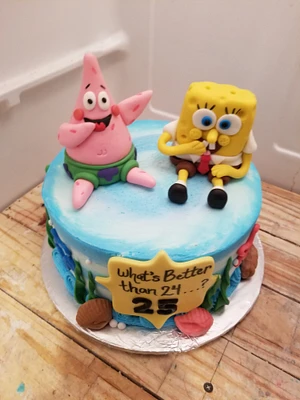 Handmade Fondant SpongeBob inspired cake topper set