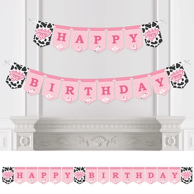 Big Dot of Happiness Rodeo Cowgirl - Pink Western Birthday Party Bunting Banner - Party Decorations - Happy Birthday