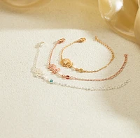 Birth Flower Bracelet with Bbirthstone, Custom Floral Bracelet, Birthstone Flower Bracelet, Ruby Gemstone bracelets
