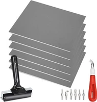 Pixiss Printmaking Supplies - Linoleum Blocks for Printmaking ( Pack) 8"x10"x1/8" and Linocut Tools - Rubber Roller and Linocut Carving Tool for Block Printing Kit