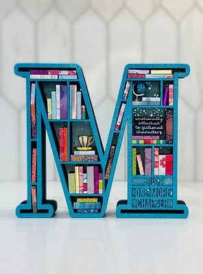 Miniature bookshelf, bookish shelf, book nook, gift for book lover, librarian gift, 3D bookshelf, whimsical M mini shelf