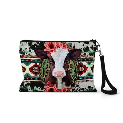 Floral Calf Makeup Bag - Mother's Day Gift, Cosmetic Bag, Zipper Bag - Travel Pouch