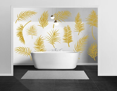 Tropical Leaves Wall Decal, Bedroom Living Room Botanical Wall Decals, Tropical Leaves Wall Decal, Minimalist Decor