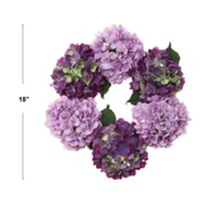 18" Magenta Pink Hydrangea Wreath with Grapevine Ring & Silk Blooms