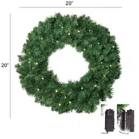 Pre-Lit Northern Spruce Pine Wreath | 20" Wide | 200 Lifelike Green Tips & 50 Battery Operated Lights | Indoor/Outdoor Use | Holiday Decor | for Front Door | Christmas Wreath | Home & Office Decor