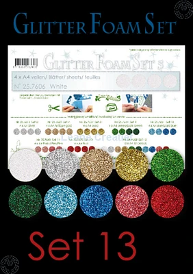 Leane Creatief Glitter Foam Set 13, 10 Sheets A4 Different Colours