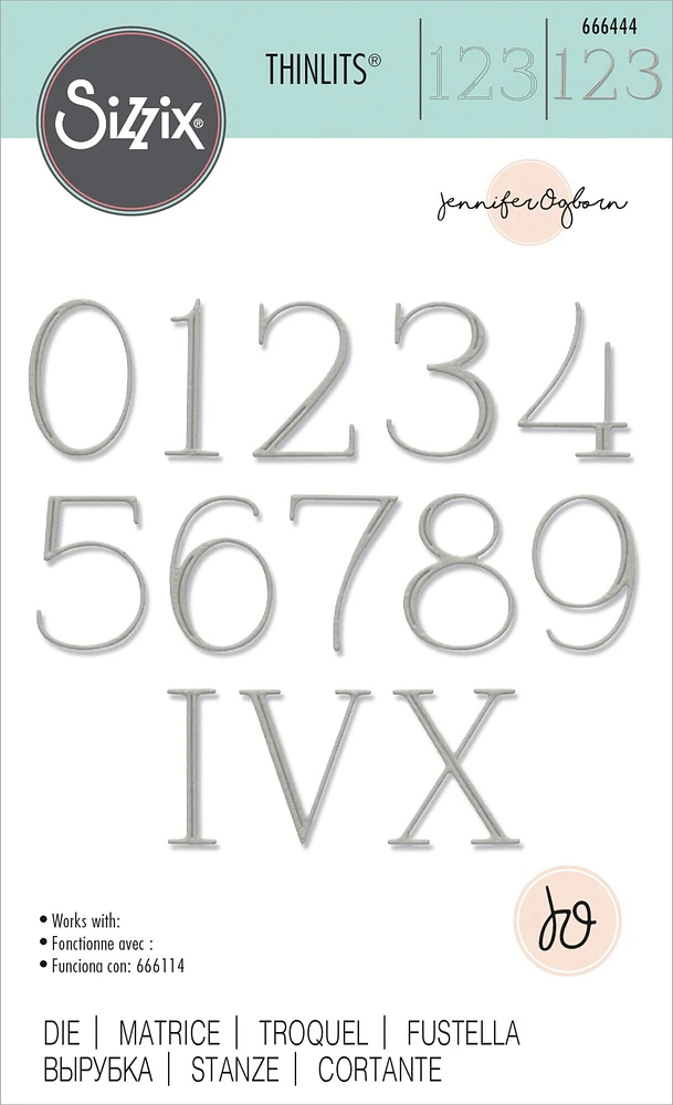 Sizzix Thinlits Die By Jennifer Ogborn-Elegant Numerals