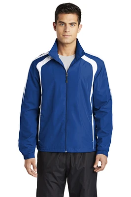 Sport-Tek Men's Colorblock Raglan Jacket popular choice for Man With a stylish and comfortable jacket suitable for various outdoor activities and casual wear