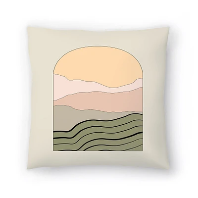 Mid Century Neutral Abstract Landscape by The Print Republic Throw Pillow - Americanflat