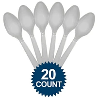 Silver Heavy Weight Plastic Spoons