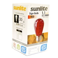 SUNLITE 1.1W 120V S14 Sign 30LED Red Light Bulb