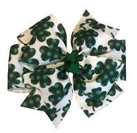 Plaid Shamrock Pinwheel Hair Bow