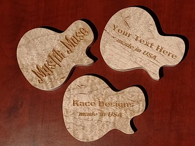 Hand made guitar pick holder. Custom engraved with your logo. Made in USA