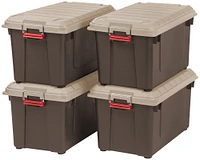 IRIS USA 82 Quart WeatherPro™ Storage Box, Store-It-All Utility Tote, Brown, Set of 4