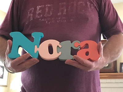 5” Personalized handmade large wood letter puzzle, New mom gift
