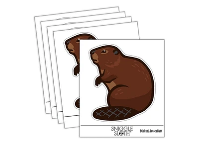 Beaver Sitting Waterproof Vinyl Phone Tablet Laptop Water Bottle Sticker Set - 5 Pack