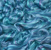 Designer Blend Bamboo Combed Top Roving for Spinning, Felting, and Weaving. Colorful, Exotic - Limited Edition. Glacier Bay