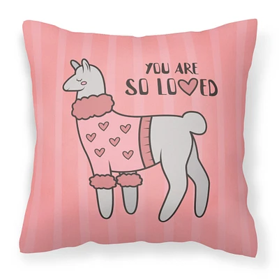 "Caroline's Treasures BB7469PW1414 Nursery You are so Loved Llama Fabric Decorative Pillow Patio-Furniture-Pillows, Multicolor"