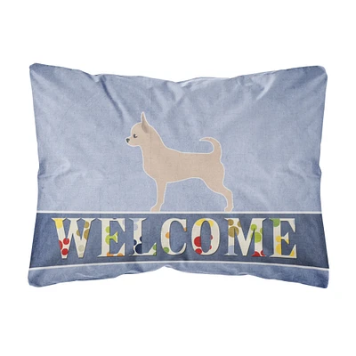 "Caroline's Treasures BB5554PW1216 ""Chihuahua"" Welcome Canvas Fabric Decorative Pillow, 12"" x 16"", Multicolor"