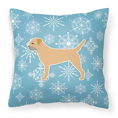 "Caroline's Treasures BB3489PW1818 Winter Snowflake Border Terrier Decorative Pillow, 18"" x 18"", Multicolor"