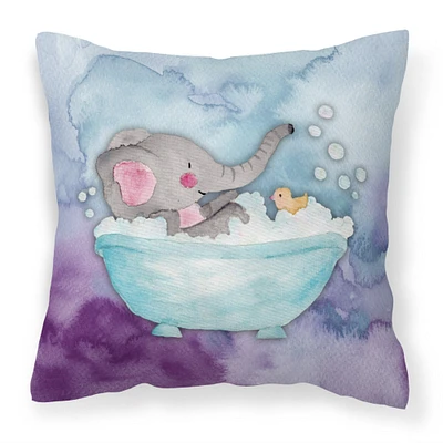 "Caroline's Treasures BB7346PW1818 Elephant Bathing Watercolor Outdoor Canvas Pillow, Multicolor"