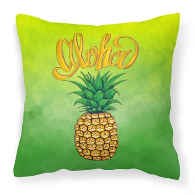 "Caroline's Treasures BB7451PW1818 Aloha Pineapple Welcome Fabric Decorative Pillow Patio-Furniture-Pillows, Multicolor"