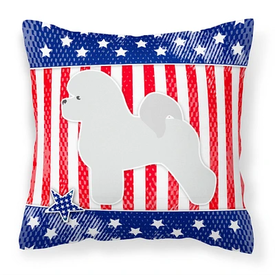 "Caroline's Treasures USA Patriotic Bichon Frise Fabric Decorative Pillow BB3345PW1414, 14Hx14W, Multicolor"