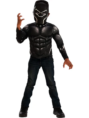 Black Panther Muscle Chest Shirt And Mask Dress Up Boy's Costume