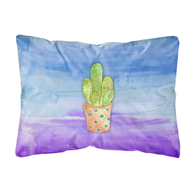 "Caroline's Treasures BB7363PW1216 Cactus Blue and Purple Watercolor Outdoor Canvas Pillow, Multicolor"