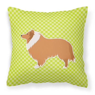 "Caroline's Treasures BB3816PW1818 Collie Checkerboard Green Fabric Decorative Pillow, 18"" x 18"", Multicolor"