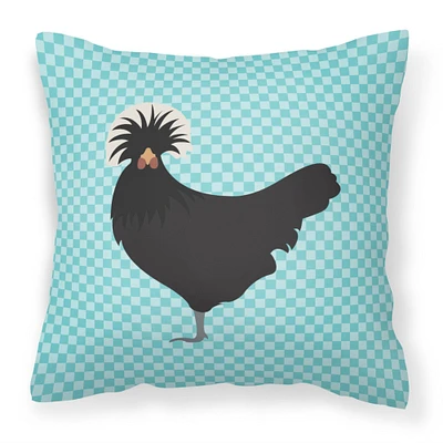 "Caroline's Treasures BB8008PW1414 Polish Poland Chicken Blue Check Outdoor Canvas Fabric Decorative Pillow, 14"" x 3"" x 14"""